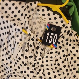 #150...NWT...Max Studio Black and White Polka Dot Top...Small